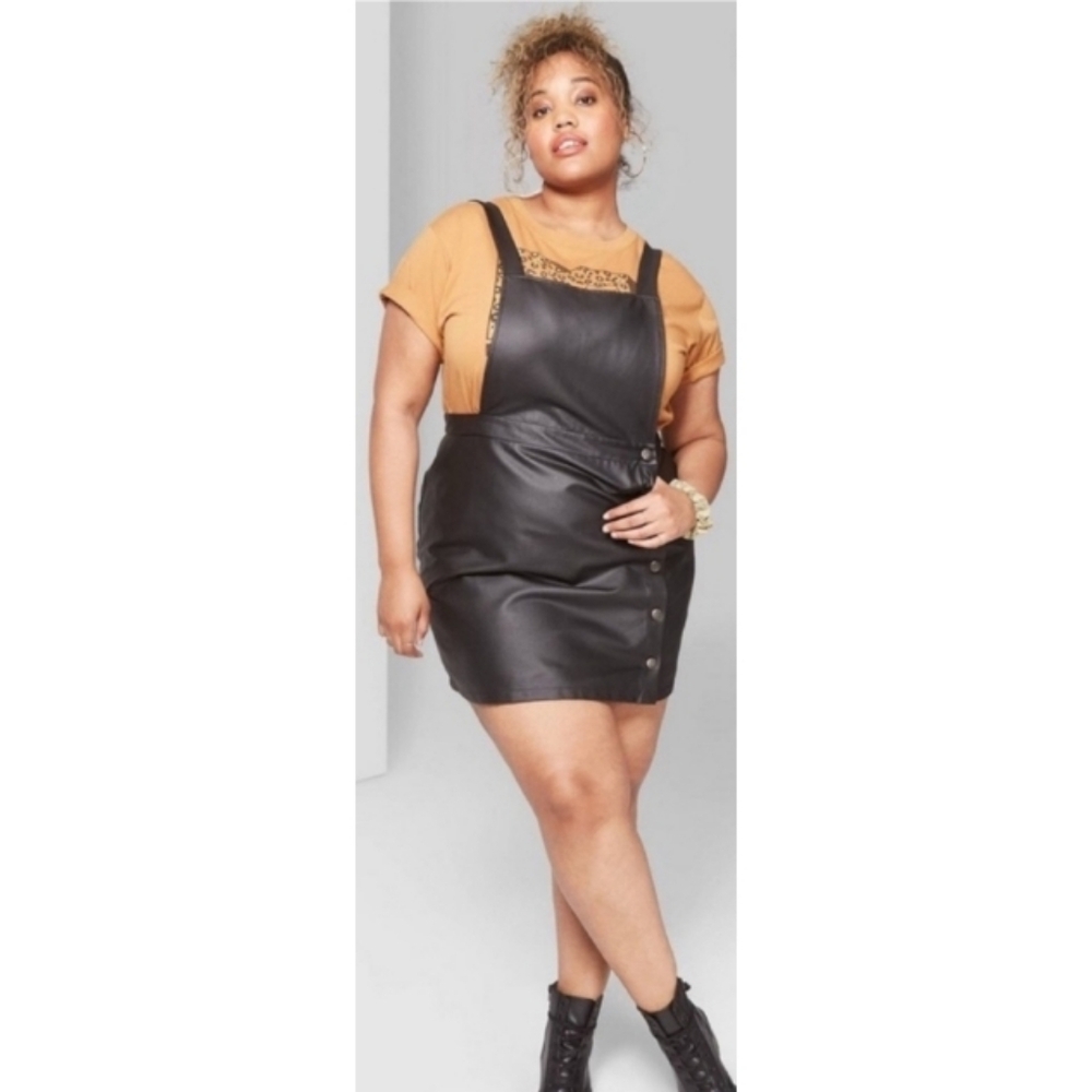 wild fable | Faux Leather Bib Overall Skirt